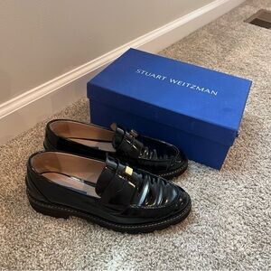 Stuart Weitzman Penley Glossy Black Loafers
